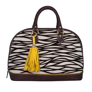 Claudia G. Antonia Petite Tan/ Black Zebra Satchel Bag