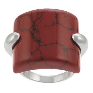 Tressa Sterling Silver Synthetic Red Jasper Cocktail Ring