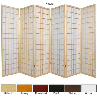 Wood and Rice Paper 5 foot 6 panel Windowpane Room Divider (China