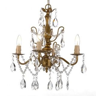 Gallery 4 light Wrought Iron and Crystal Gold Finish Chandelier