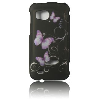 Luxmo Purple Butterfly Rubber Coated Case for HTC Rezound/ Vigor